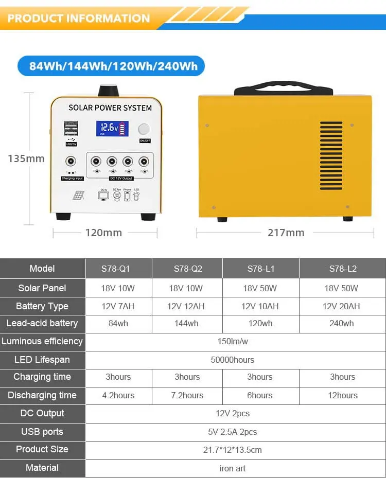 S78 Lead-acid Battery portable solar power station