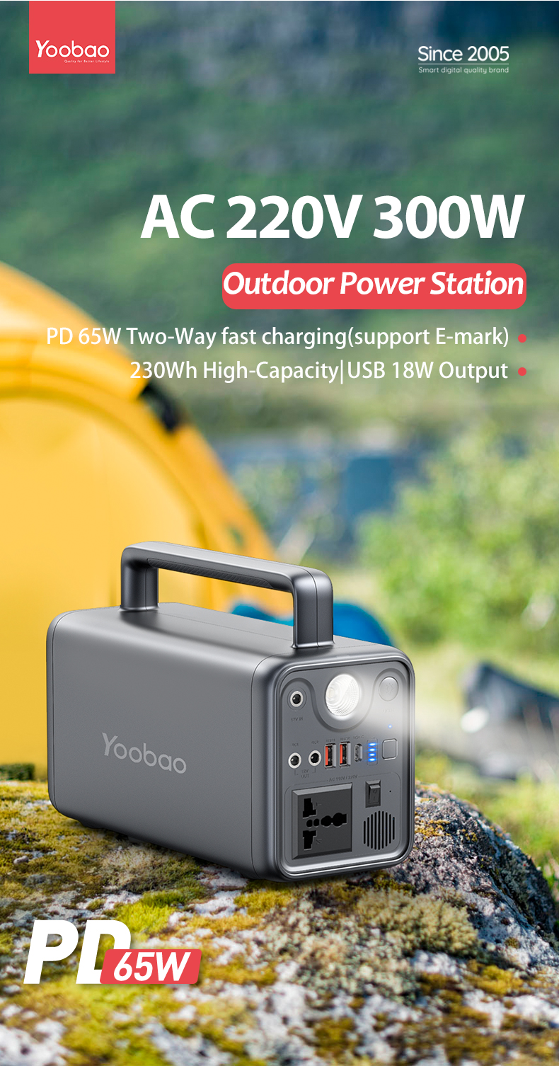 Yoobao En300wlpd 72000mah Portable Outdoor Generator Ac220v Pd65w Quick Charge Power Banks Led Flashlight Portable Power Station
